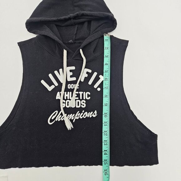 Live Fit LVFT Women's Black Sleeveless Hooded Crop Top, Size Small - Picture 10 of 12